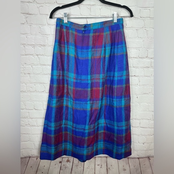 Vtg John Meyer made in USA lined plaid pleated wool midi skirt, sz 12, NWT - Picture 5 of 7